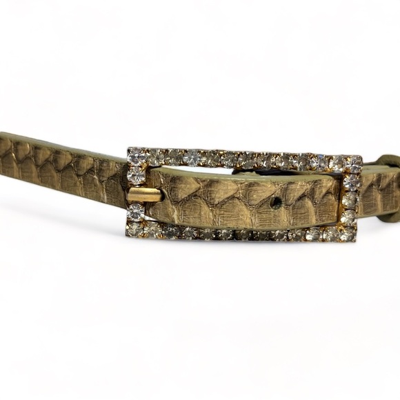 DKNY Genuine Snakeskin Belt with Rhinestone Buckle main image 4